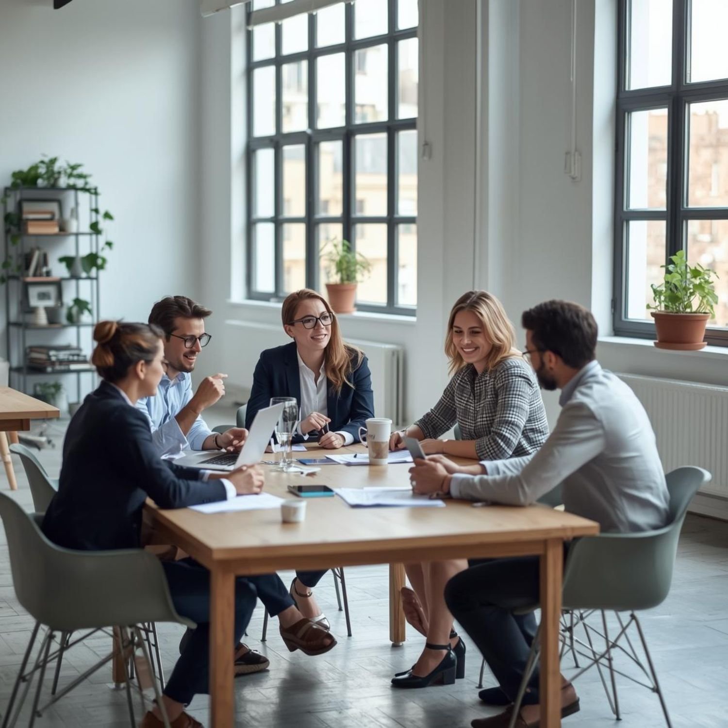 loft meeting with greenery